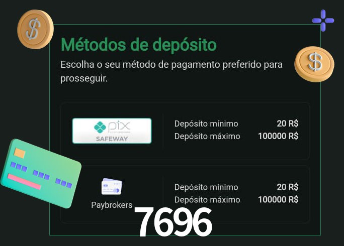O cassino 7696 oferece uma grande variedade de métodos de pagamento